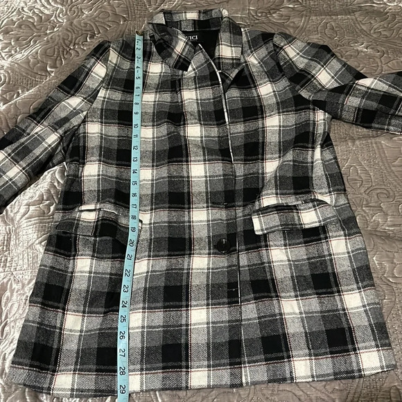 VICI COLLECTION Plaid Peacoat In Black Multi. size Medium - Picture 7 of 8